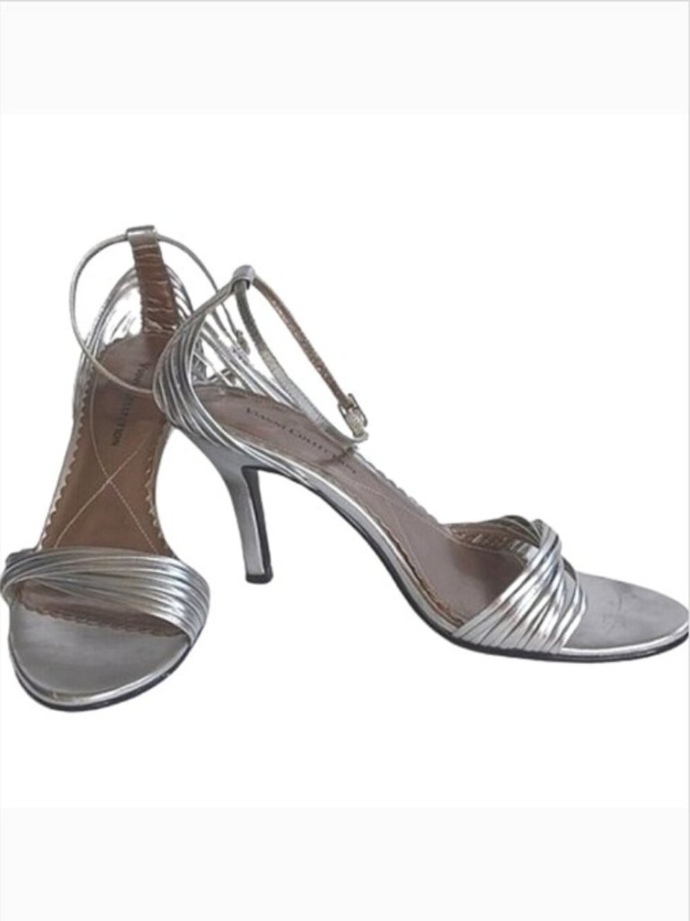 Vianni Collection Silver Leather Strappy Heels- Sz. 7